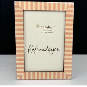 Natalini - ‘Peach Stripes’ wood picture frame. 4” x 6”. NWT.